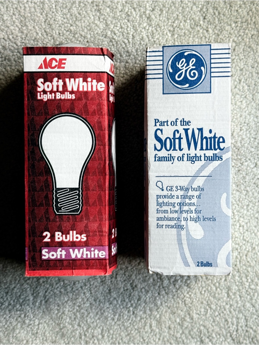 2 ACE & 2GE Soft White Light Bulbs -100 watt